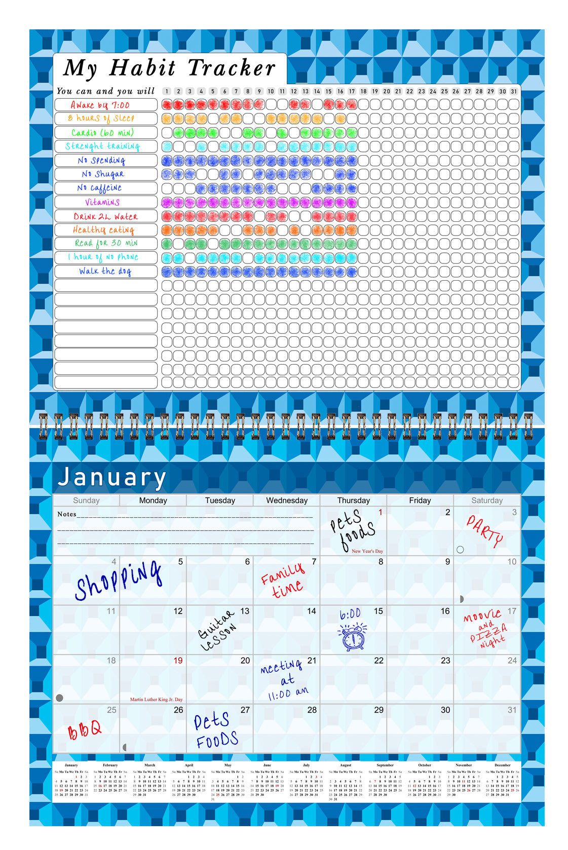 2027 Monthly Desktop/Wall Calendar/Planner - Habit Tracker - (Edition #03)