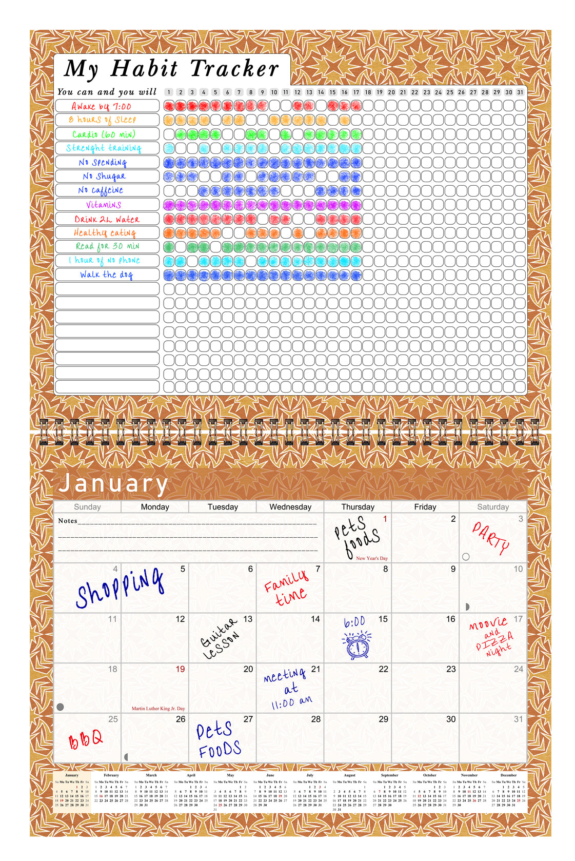 2027 Monthly Desktop/Wall Calendar/Planner - Habit Tracker - (Edition #25)
