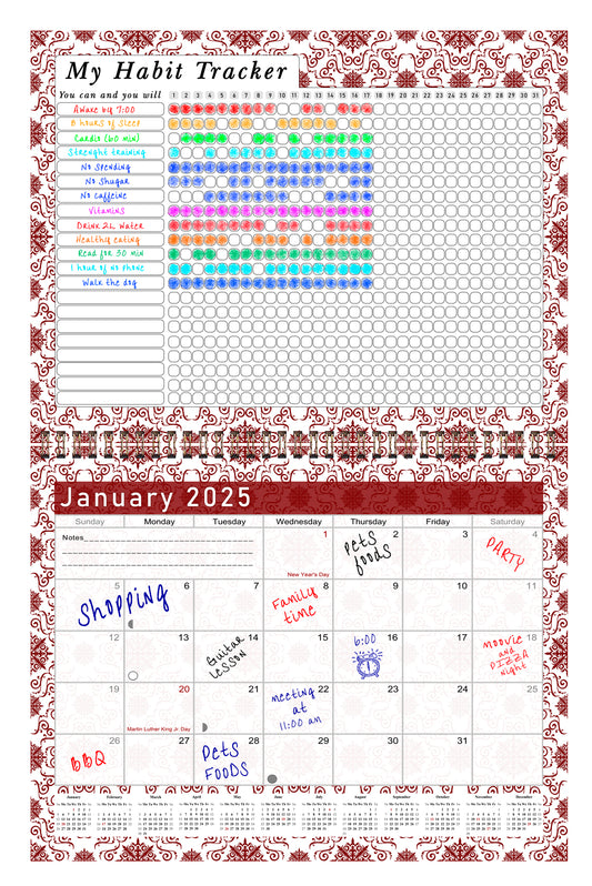 2025 Monthly Desktop/Wall Calendar/Planner - Habit Tracker - (Edition #14)