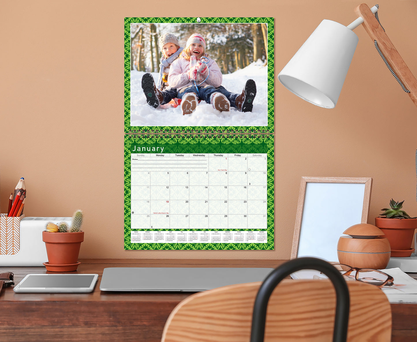 Personalized Custom 2027 Wall Calendar Spiral-bound (Add Your Photos) - 12 Months Desktop/Wall Calendar/Planner - Premium Quality 11 inches by 8.5 inches (11 x 17 Inches Open) Made in USA (Edition #06)