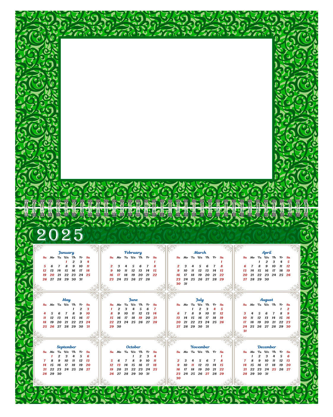 2024 Photo Frame Wall Spiral-bound Calendar (Add Your Own Photos) - 12 Months Desktop/Wall Calendar/Planner - (Edition #06)