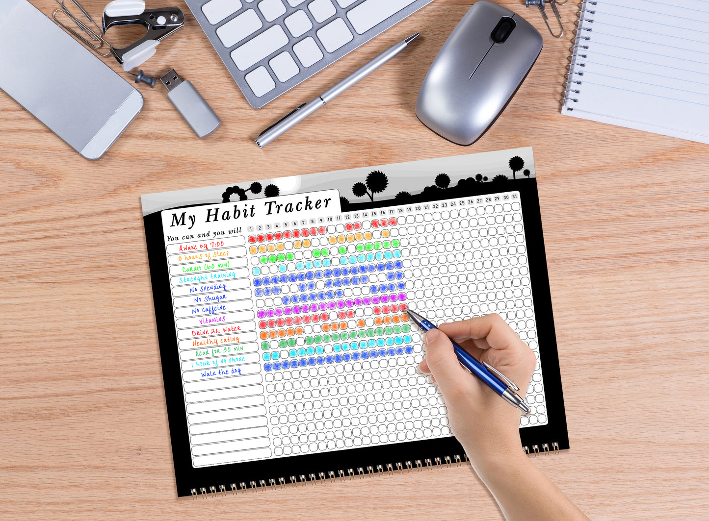 2027 Monthly Desktop/Wall Calendar/Planner - Habit Tracker - (Edition #15)