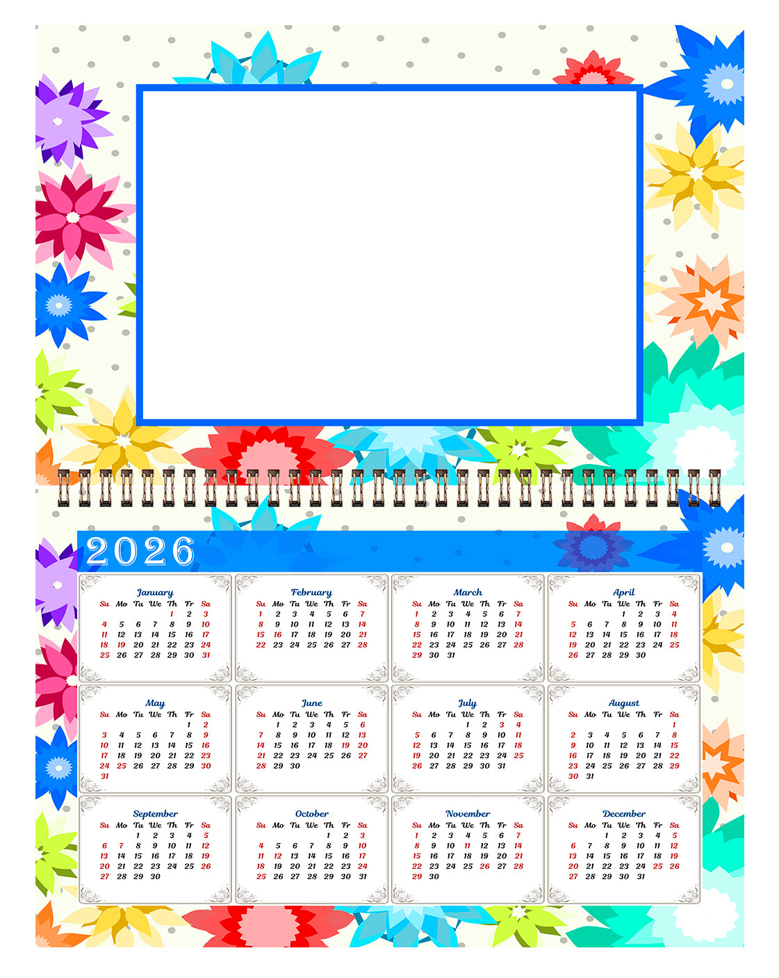 2025 Photo Frame Wall Spiral-Bound Calendar (Add Your Own Photos) - 12 Months Desktop/Wall Calendar/Planner - (Edition #01)