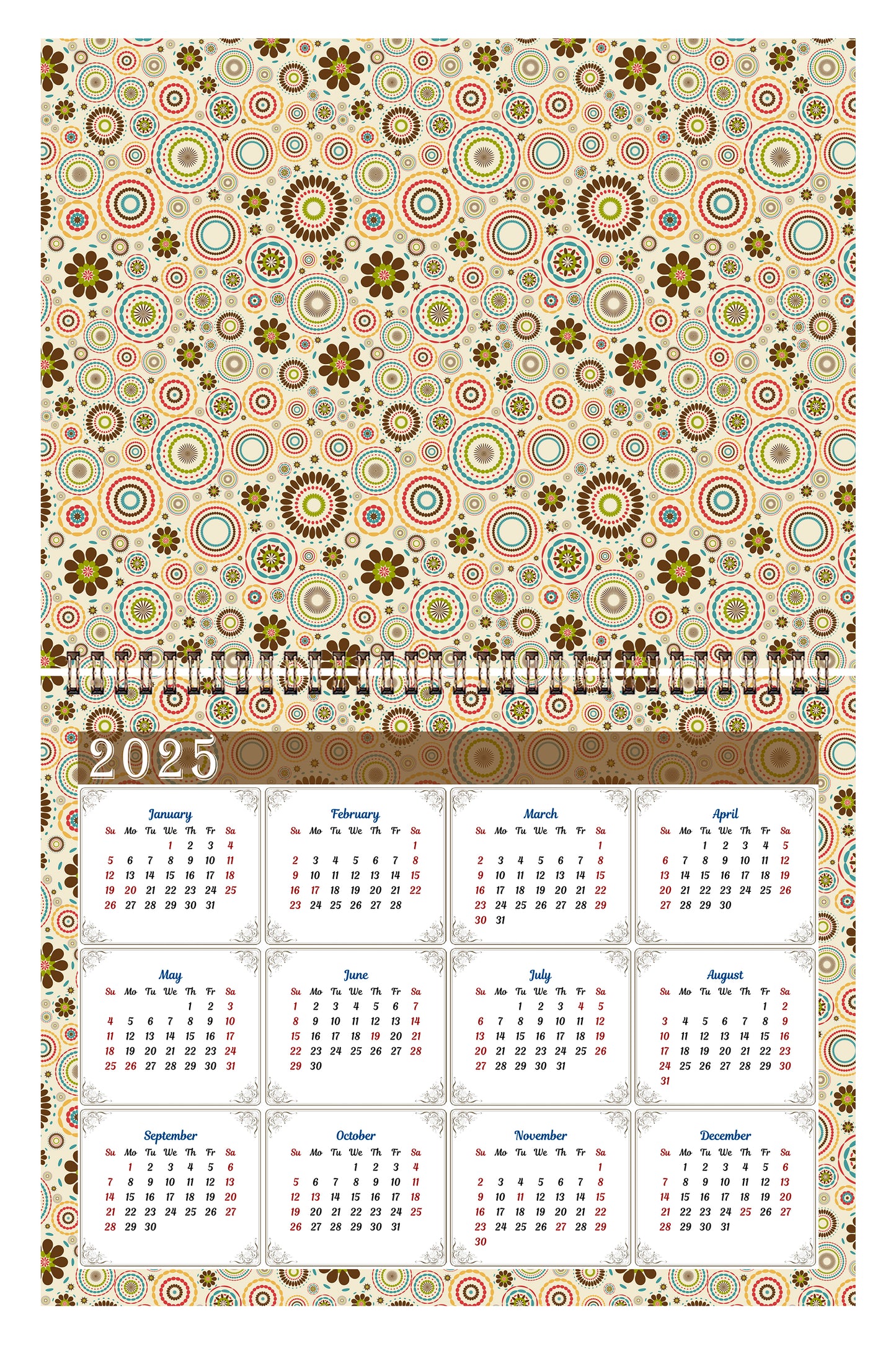 2024 Scrapbook Wall Calendar Spiral-bound (Add Your Own Photos) - 12 Months Desktop #010