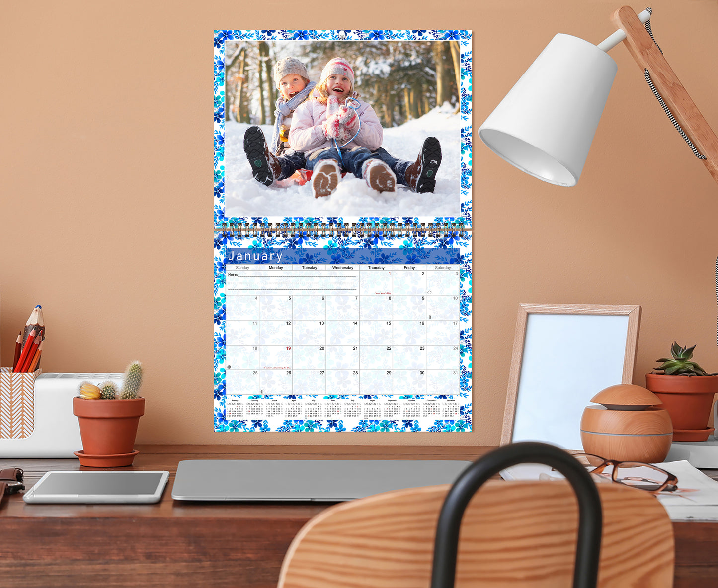 Personalized Custom 2027 Wall Calendar Spiral-bound (Add Your Photos) - 12 Months Desktop/Wall Calendar/Planner - Premium Quality 11 inches by 8.5 inches (11 x 17 Inches Open) Made in USA (Edition #11)