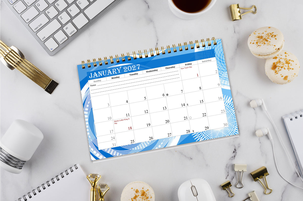 2027-12 Months Desk Calendar Desktop Planner with To-Do List & Notes 02