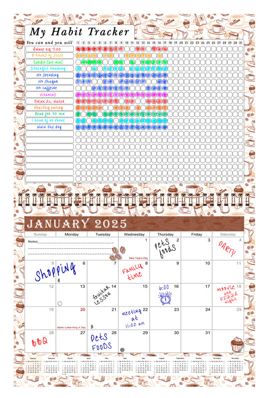 2025 Monthly Desktop/Wall Calendar/Planner - Habit Tracker - (Edition #30)