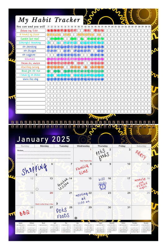2025 Monthly Desktop/Wall Calendar/Planner - Habit Tracker - (Edition #09)