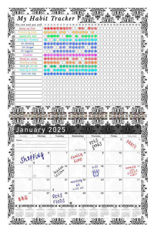 2025 Monthly Desktop/Wall Calendar/Planner - Habit Tracker - (Edition #08)