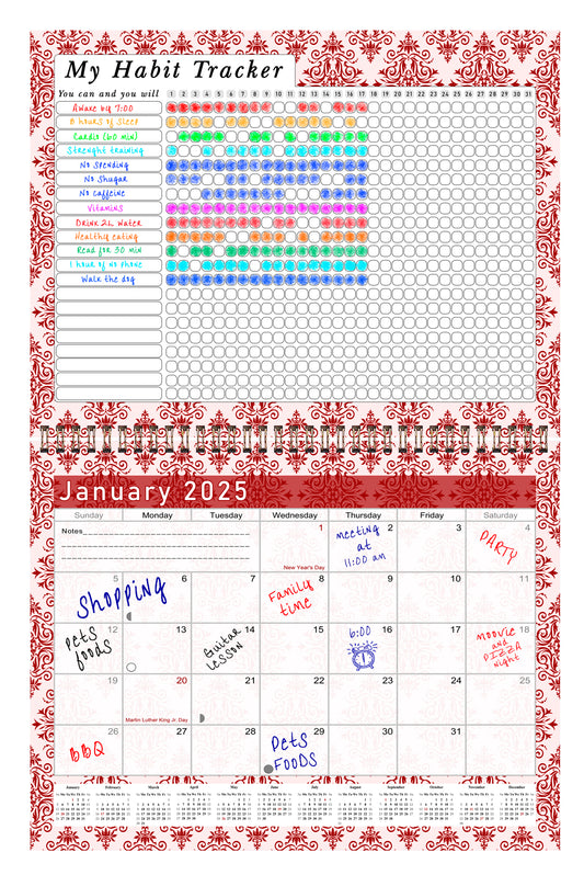 2025 Monthly Desktop/Wall Calendar/Planner - Habit Tracker - (Edition #05)
