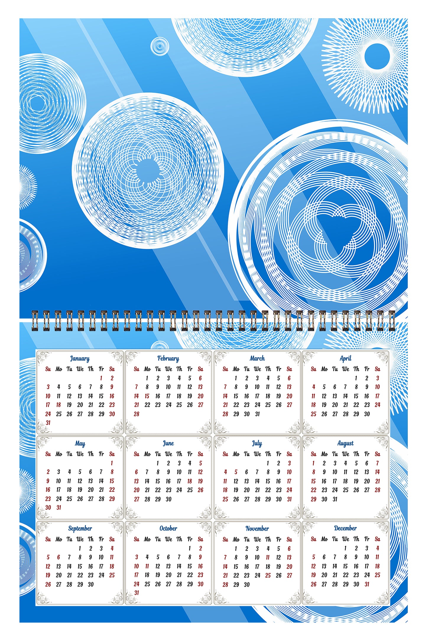 2026 Scrapbook Wall Calendar Spiral-bound (Add Your Own Photos) - 12 Months Desktop #02
