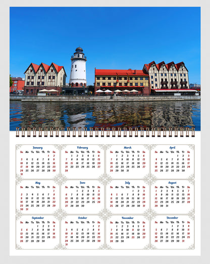 2026 Spiral-bound Wall Calendar (Lighthouses) - 12 Months Desktop/Wall Calendar/Planner