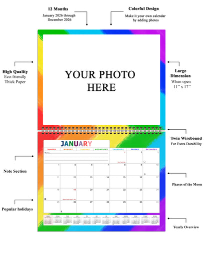 Personalized Custom 2027 Wall Calendar Spiral-bound (Add Your Photos) - 12 Months Desktop/Wall Calendar/Planner - Premium Quality 11 inches by 8.5 inches (11 x 17 Inches Open) Made in USA (Edition #14)
