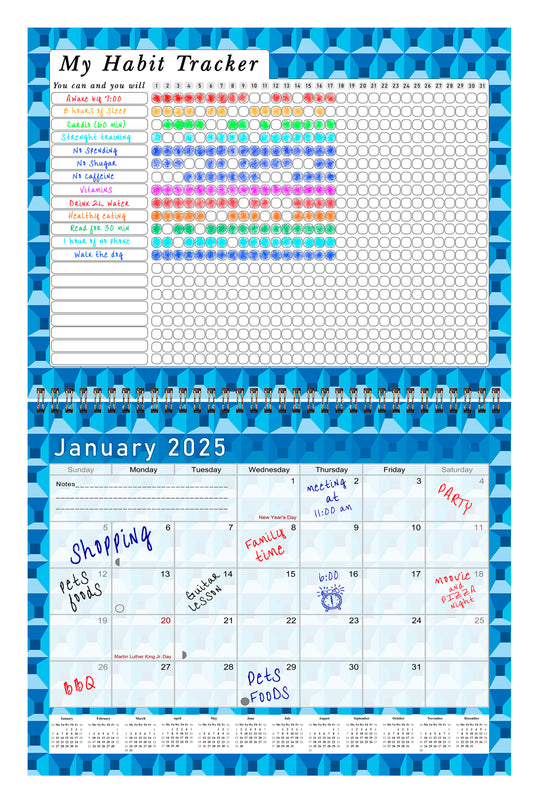 2025 Monthly Desktop/Wall Calendar/Planner - Habit Tracker - (Edition #03)