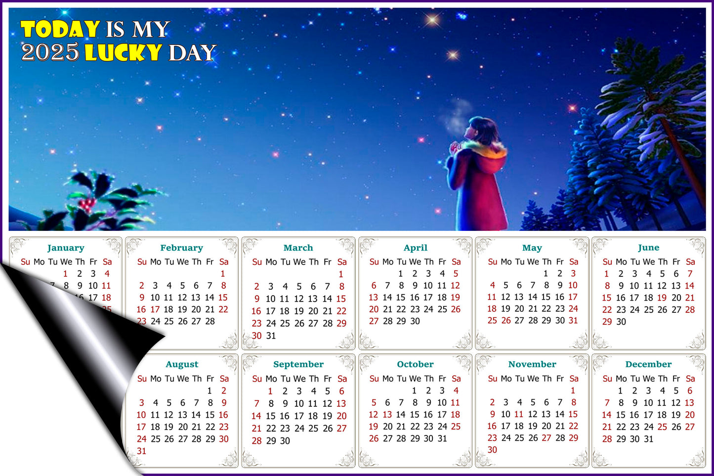2025 Magnetic Calendar - Calendar Magnets - Today is my Lucky Day - Edition #28
