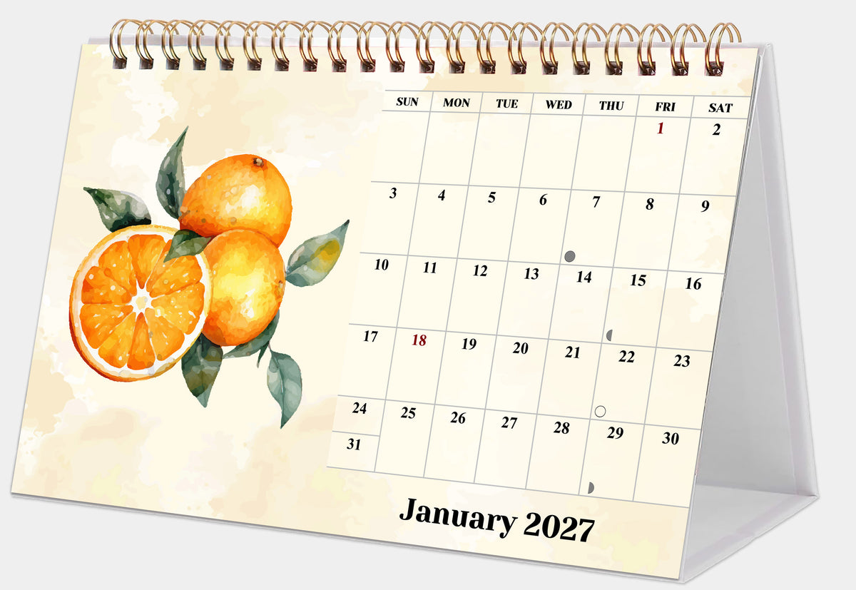 2027-12 Months Desk Calendar Desktop Planner with To-Do List (Fruits & Berries)