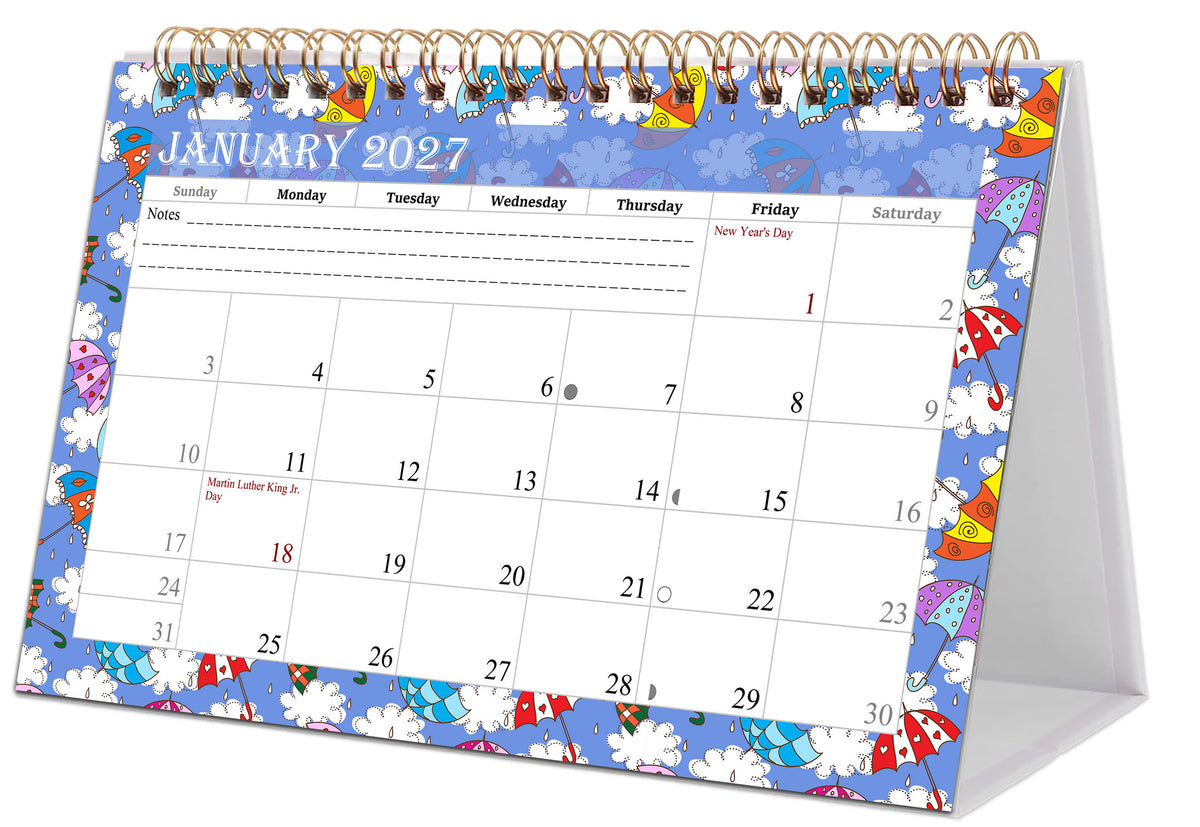 2027-12 Months Desk Calendar Desktop Planner with To-Do List & Notes 014