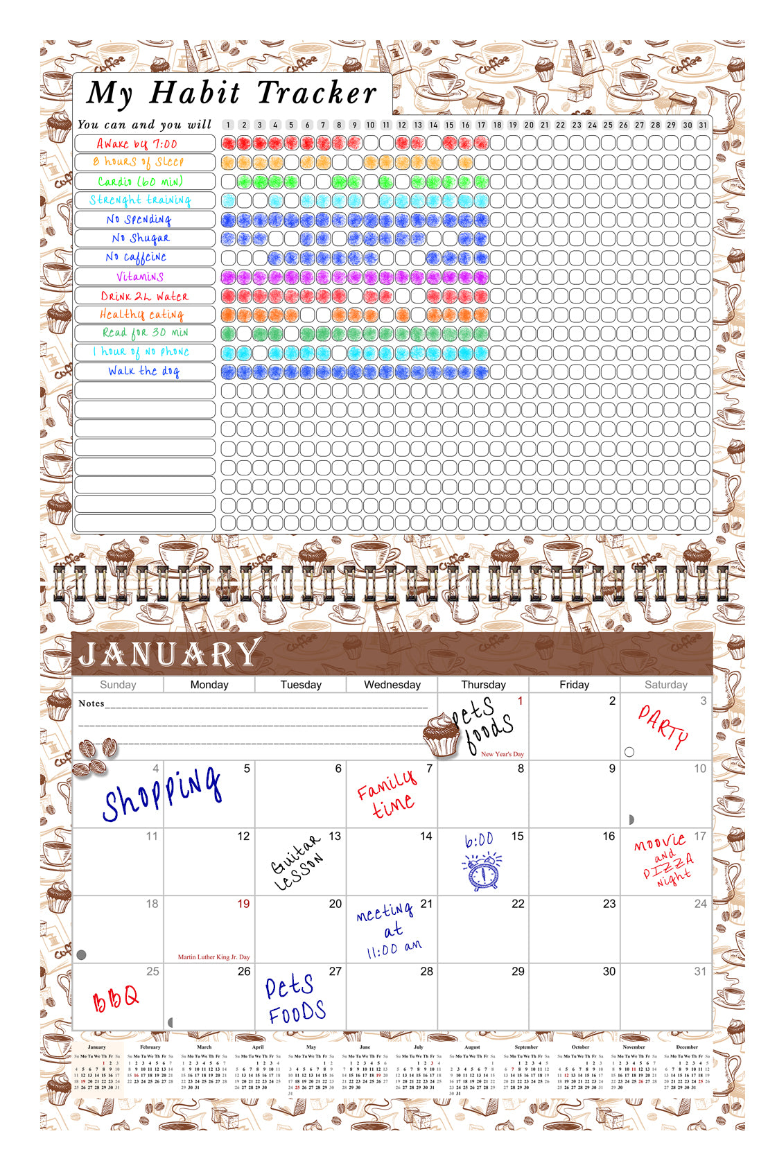 2027 Monthly Desktop/Wall Calendar/Planner - Habit Tracker - (Edition #30)