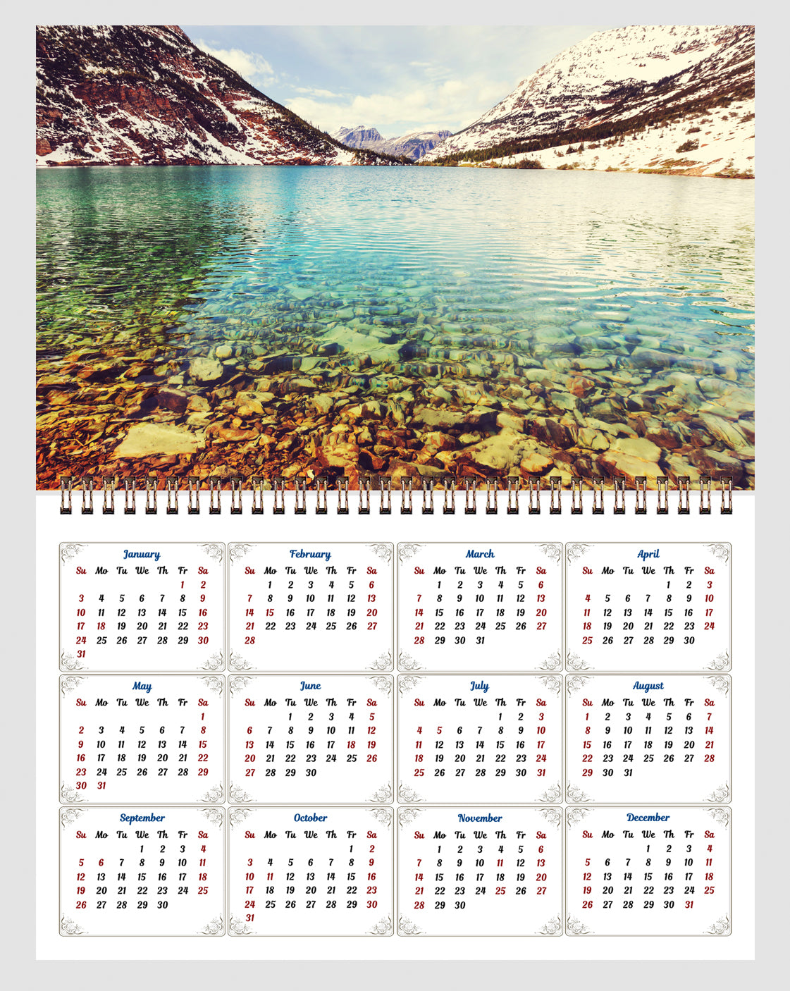 2026 Spiral-bound Wall Calendar (National Park) - 12 Months Desktop/Wall Calendar/Planner