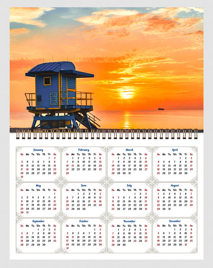 2026 Spiral-bound Wall Calendar (Sunset&Sunrise) - 12 Months Desktop/Wall Calendar/Planner