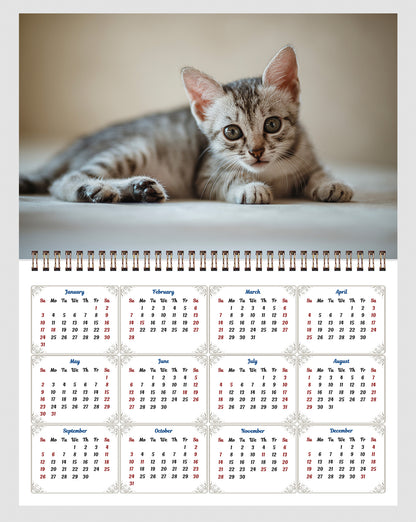 2026 Spiral-bound Wall Calendar (Kittens) - 12 Months Desktop/Wall Calendar/Planner