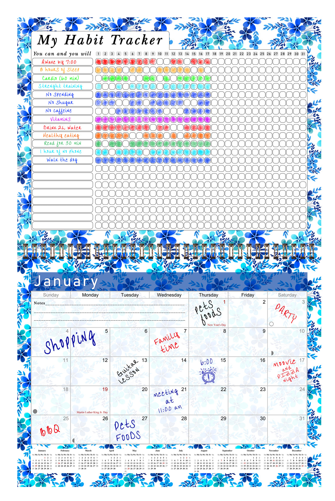 2027 Monthly Desktop/Wall Calendar/Planner - Habit Tracker - (Edition #22)