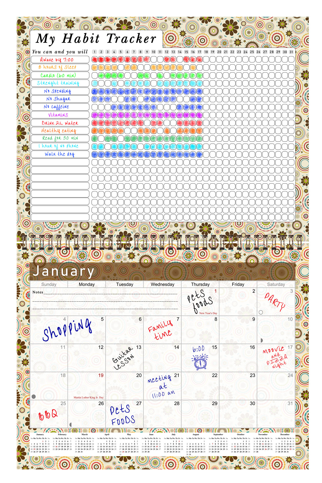 2027 Monthly Desktop/Wall Calendar/Planner - Habit Tracker - (Edition #20)
