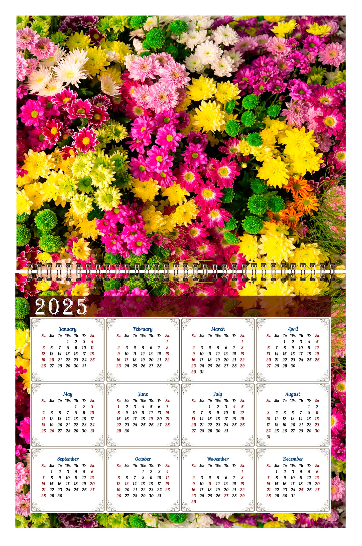 2024 Scrapbook Wall Calendar Spiral-bound (Add Your Own Photos) - 12 Months Desktop #012