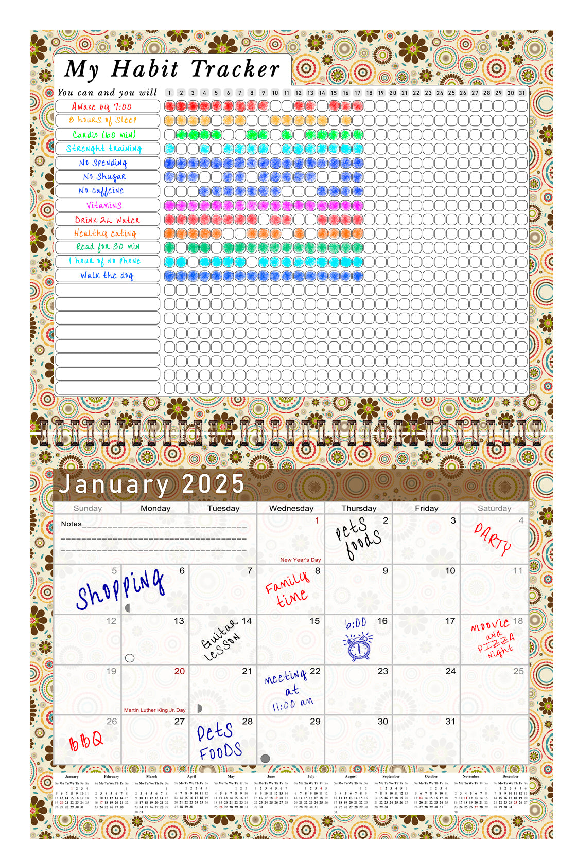2025 Monthly Desktop/Wall Calendar/Planner - Habit Tracker - (Edition #20)