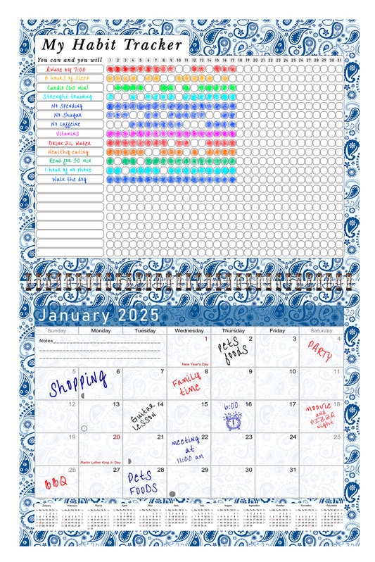 2025 Monthly Desktop/Wall Calendar/Planner - Habit Tracker - (Edition #21)
