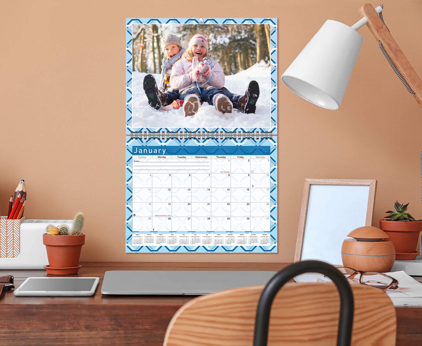 Personalized Custom 2027 Wall Calendar Spiral-bound (Add Your Photos) - 12 Months Desktop/Wall Calendar/Planner - Premium Quality 11 inches by 8.5 inches (11 x 17 Inches Open) Made in USA (Edition #04)