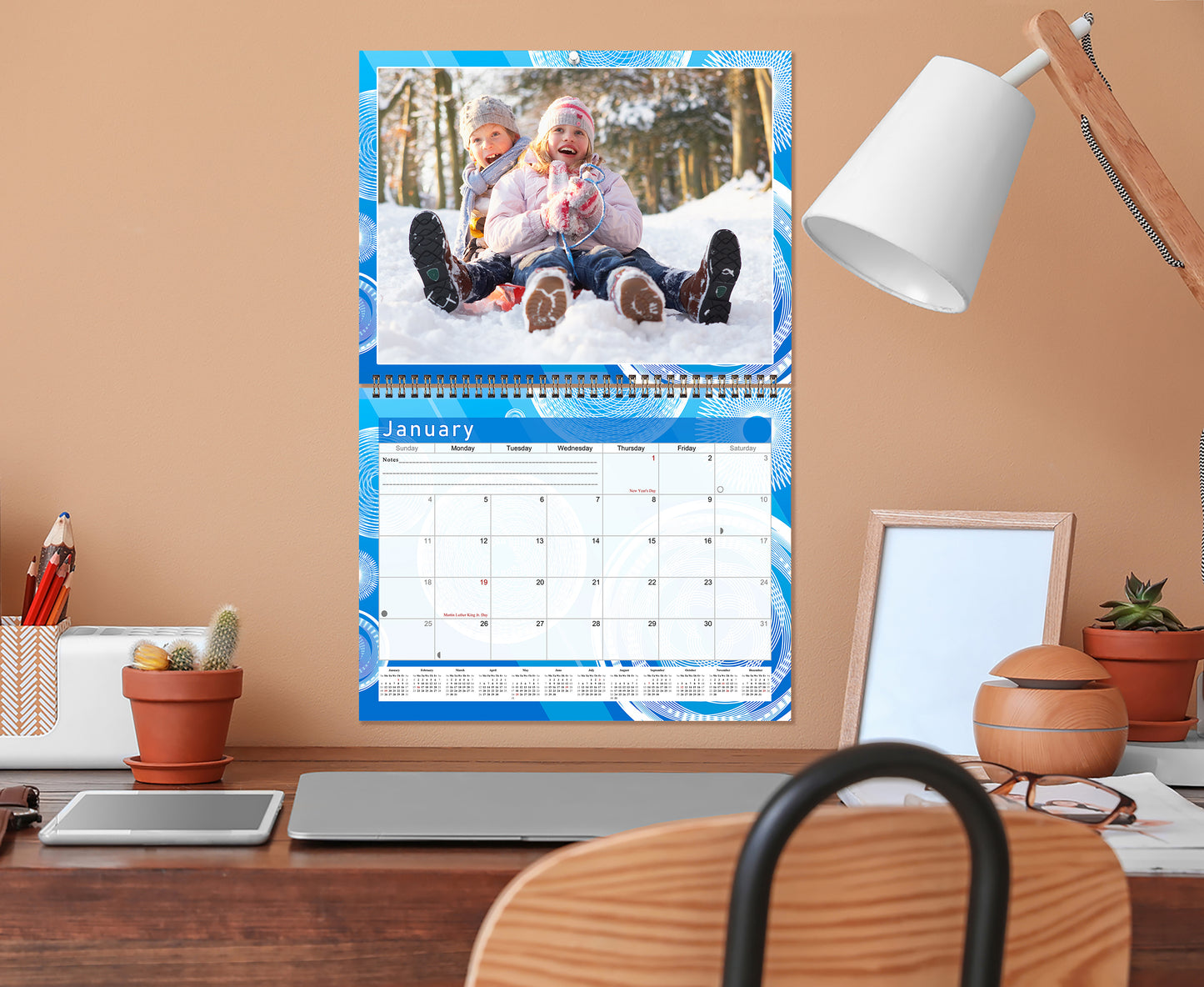 Personalized Custom 2027 Wall Calendar Spiral-bound (Add Your Photos) - 12 Months Desktop/Wall Calendar/Planner - Premium Quality 11 inches by 8.5 inches (11 x 17 Inches Open) Made in USA (Edition #02)