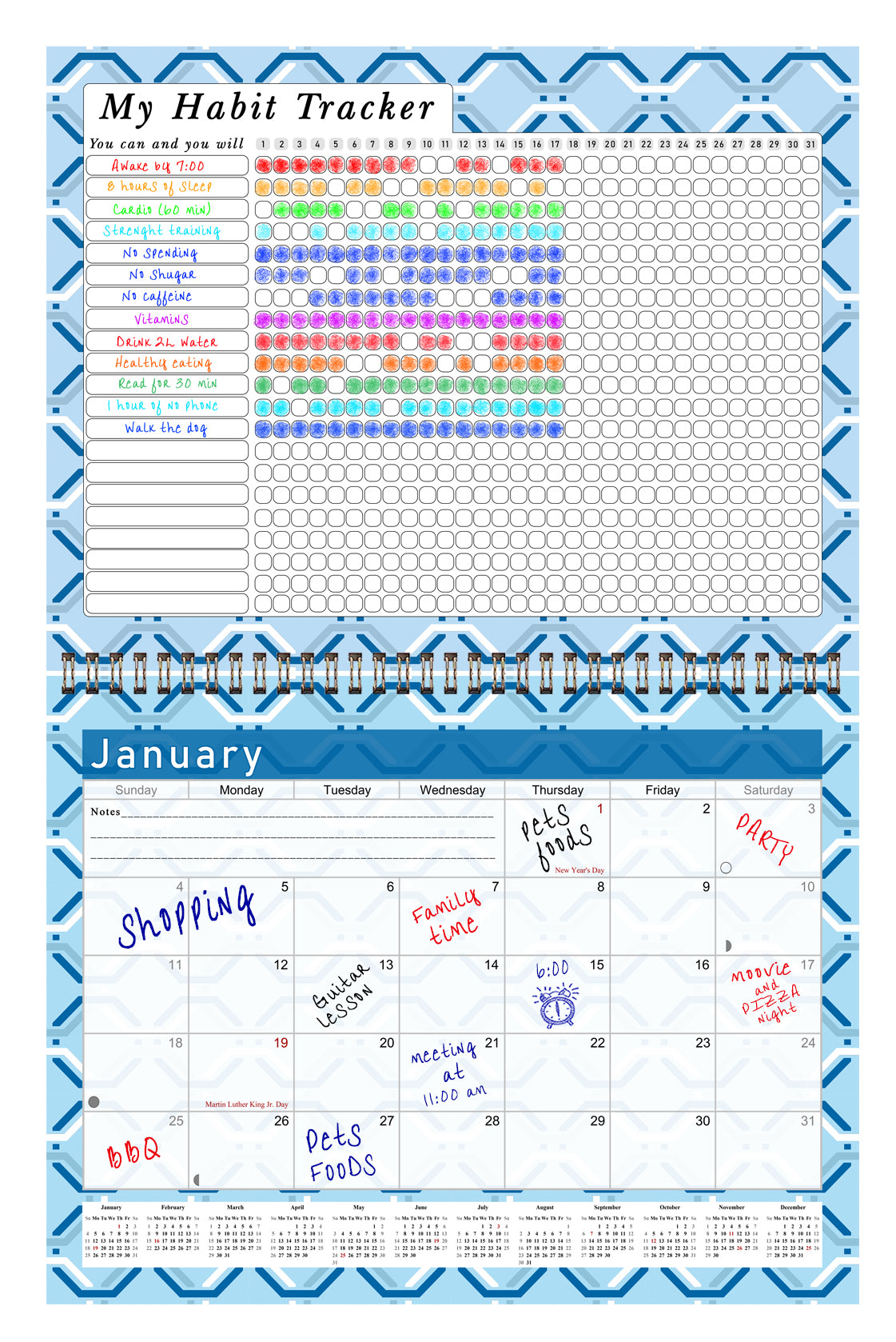 2027 Monthly Desktop/Wall Calendar/Planner - Habit Tracker - (Edition #04)