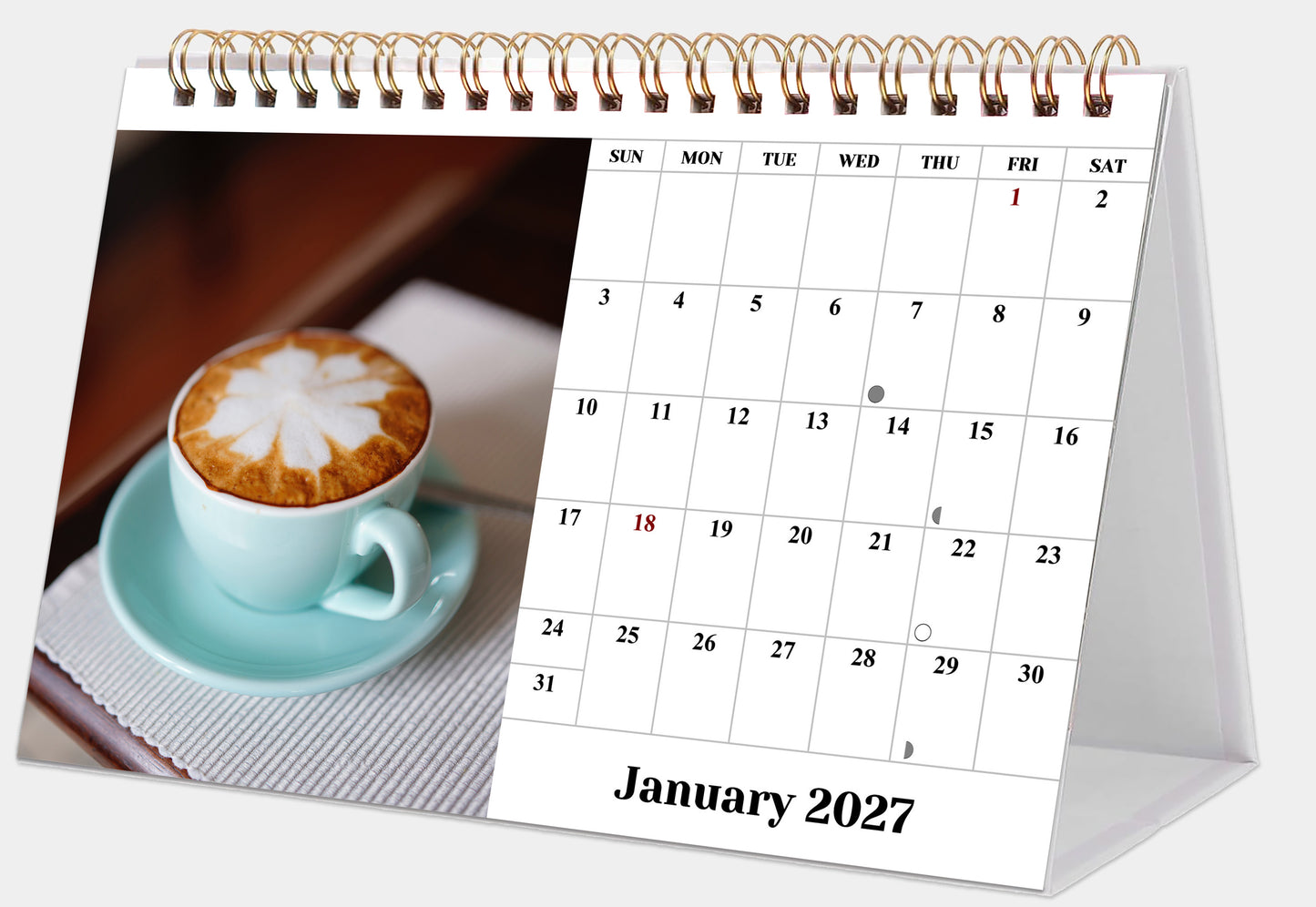 2027-12 Months Desk Calendar Desktop Planner with To-Do List (Coffee Time)