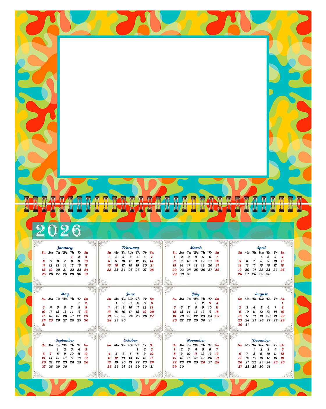 2025 Photo Frame Wall Spiral-bound Calendar (Add Your Own Photos) - 12 Months Desktop/Wall Calendar/Planner - (Edition #03)