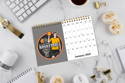 2027-12 Months Desk Calendar Desktop Planner with To-Do List (Basketball)