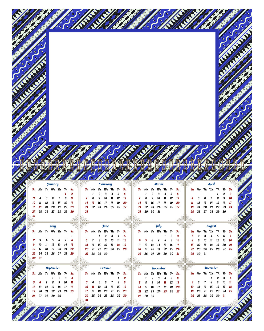2026 Photo Frame Wall Spiral-bound Calendar (Add Your Own Photos) - 12 Months Desktop/Wall Calendar/Planner - (Edition #17)