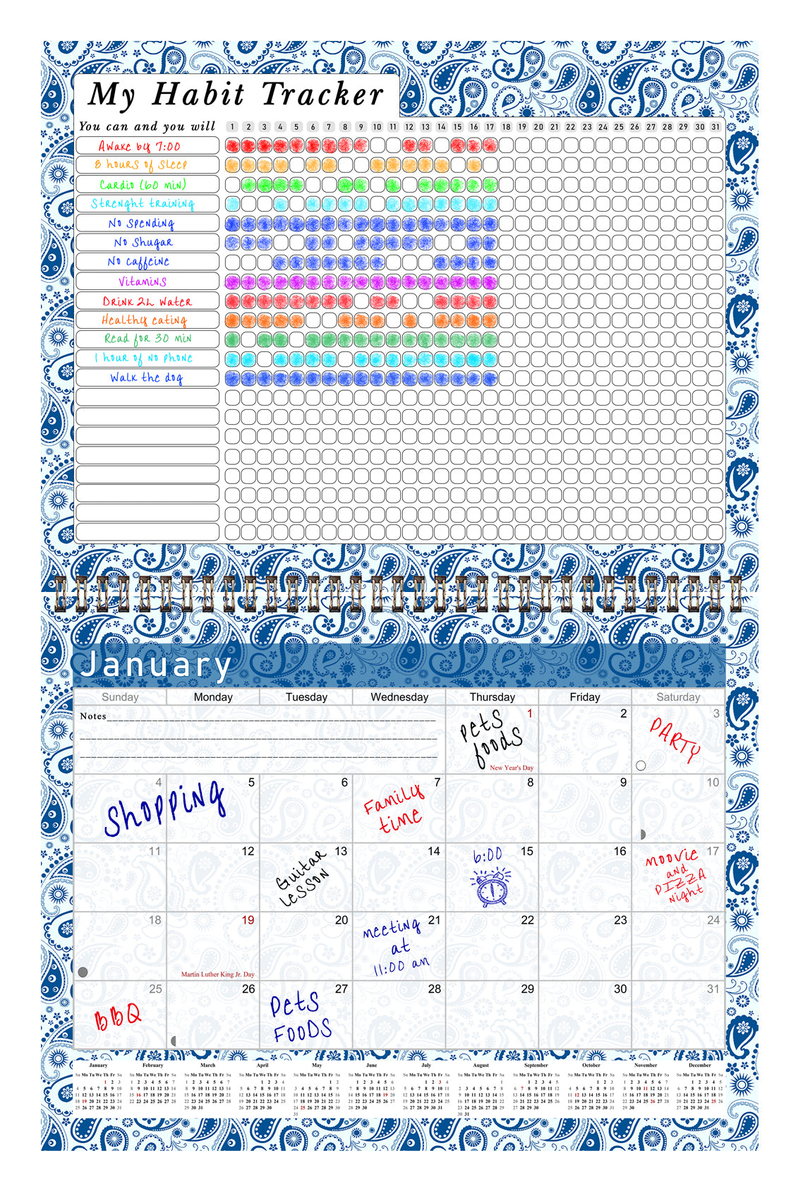 2027 Monthly Desktop/Wall Calendar/Planner - Habit Tracker - (Edition #21)