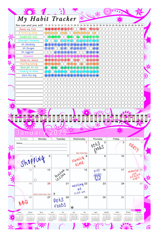 2025 Monthly Desktop/Wall Calendar/Planner - Habit Tracker - (Edition #10)