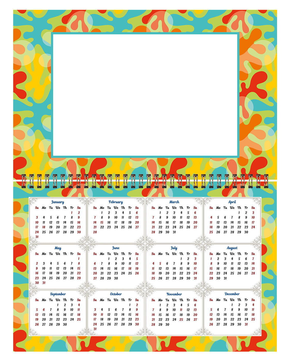 2027 Photo Frame Wall Spiral-bound Calendar (Add Your Own Photos) - 12 Months Desktop/Wall Calendar/Planner - (Edition #03)