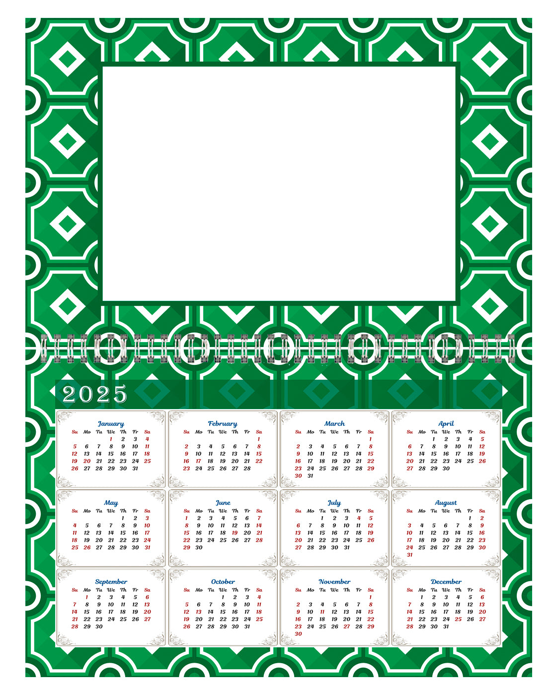 2024 Photo Frame Wall Spiral-bound Calendar (Add Your Own Photos) - 12 Months Desktop/Wall Calendar/Planner - (Edition #15)