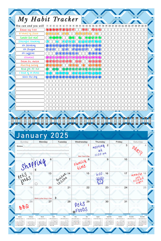 2025 Monthly Desktop/Wall Calendar/Planner - Habit Tracker - (Edition #04)