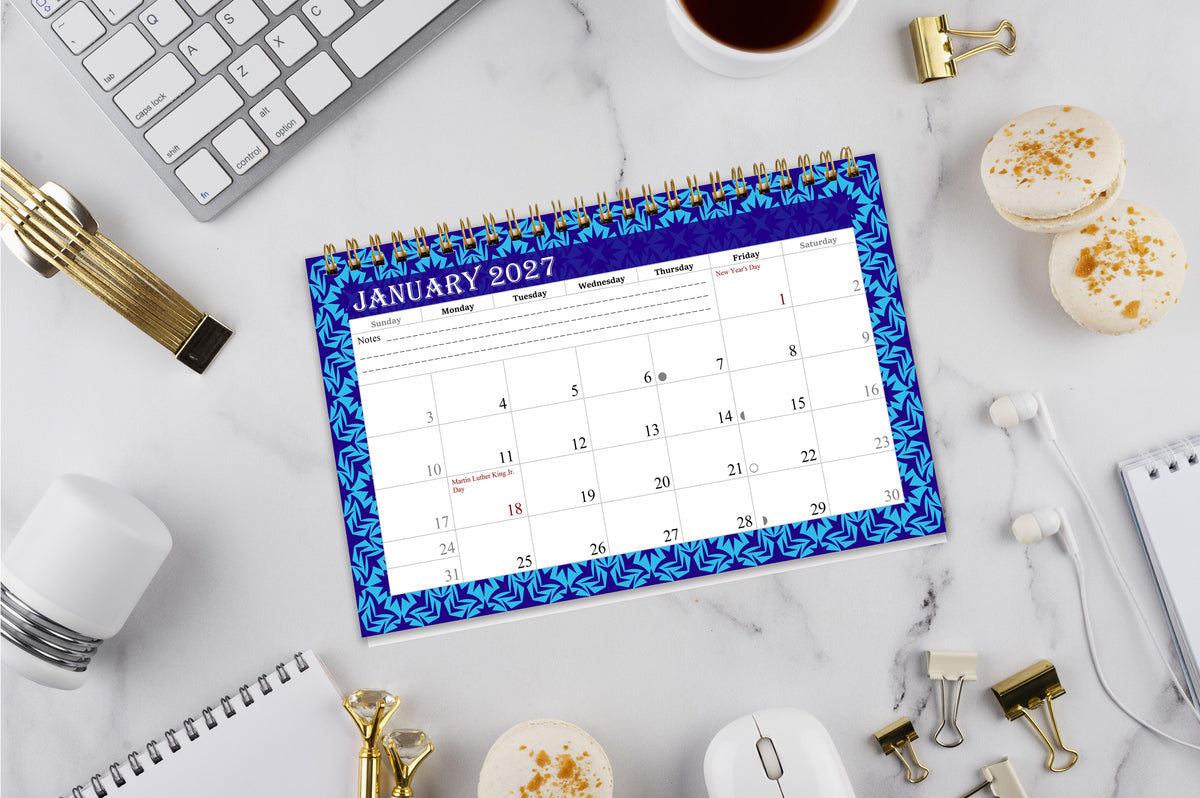 2027-12 Months Desk Calendar Desktop Planner with To-Do List & Notes 07