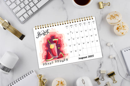 2027-12 Months Desk Calendar Desktop Planner with To-Do List (Seasons)