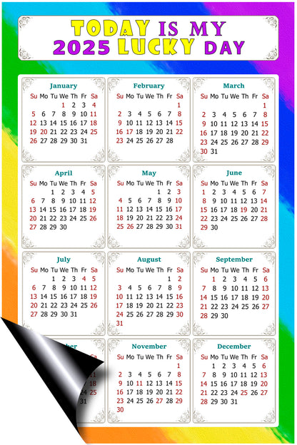 2025 Magnetic Calendar - Calendar Magnets - Today is my Lucky Day - (Fade, Tear, and Water Resistant) - Themed 043