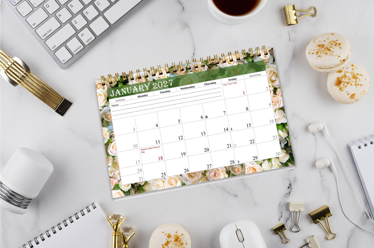 2027-12 Months Desk Calendar Desktop Planner with To-Do List & Notes 013