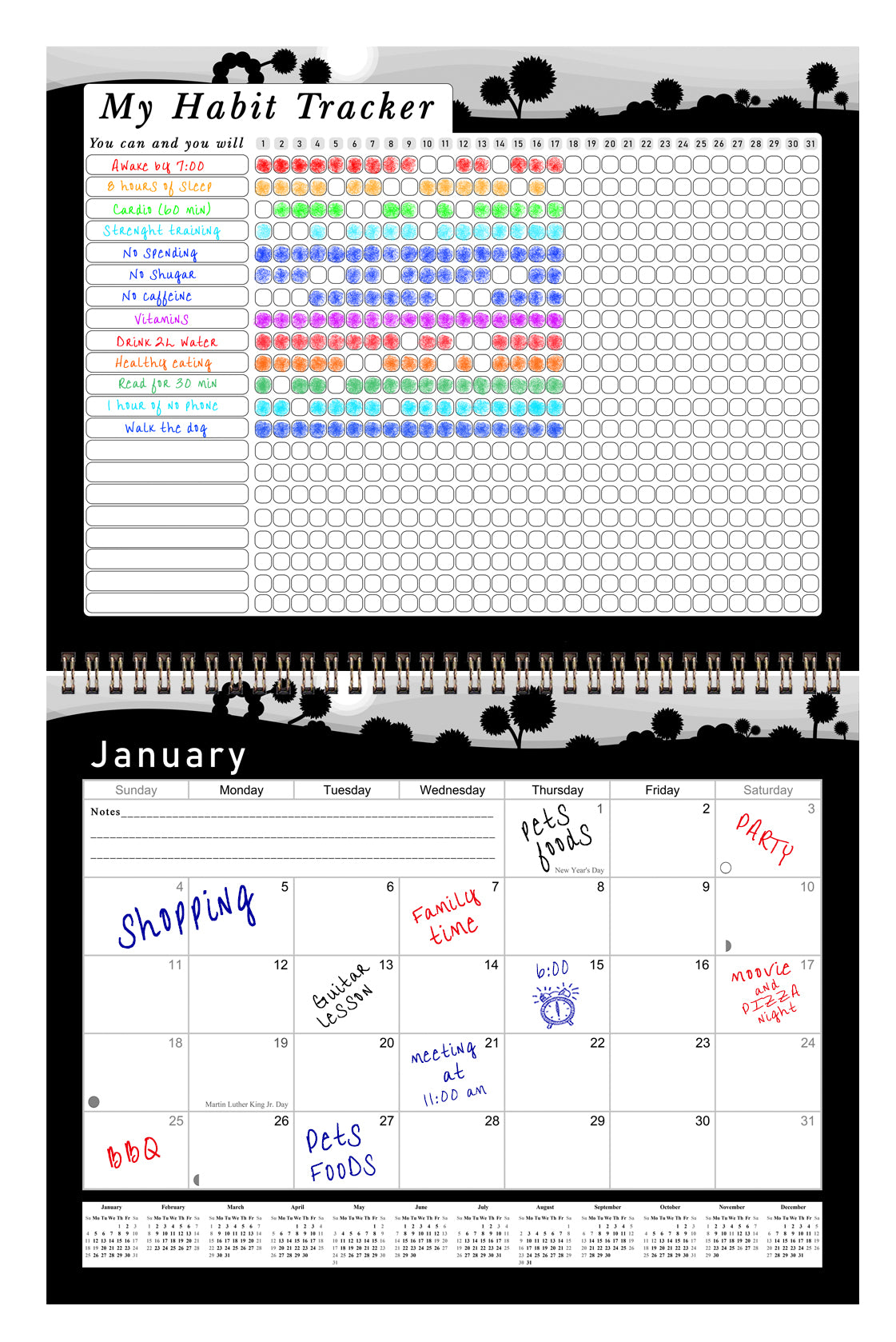 2027 Monthly Desktop/Wall Calendar/Planner - Habit Tracker - (Edition #15)