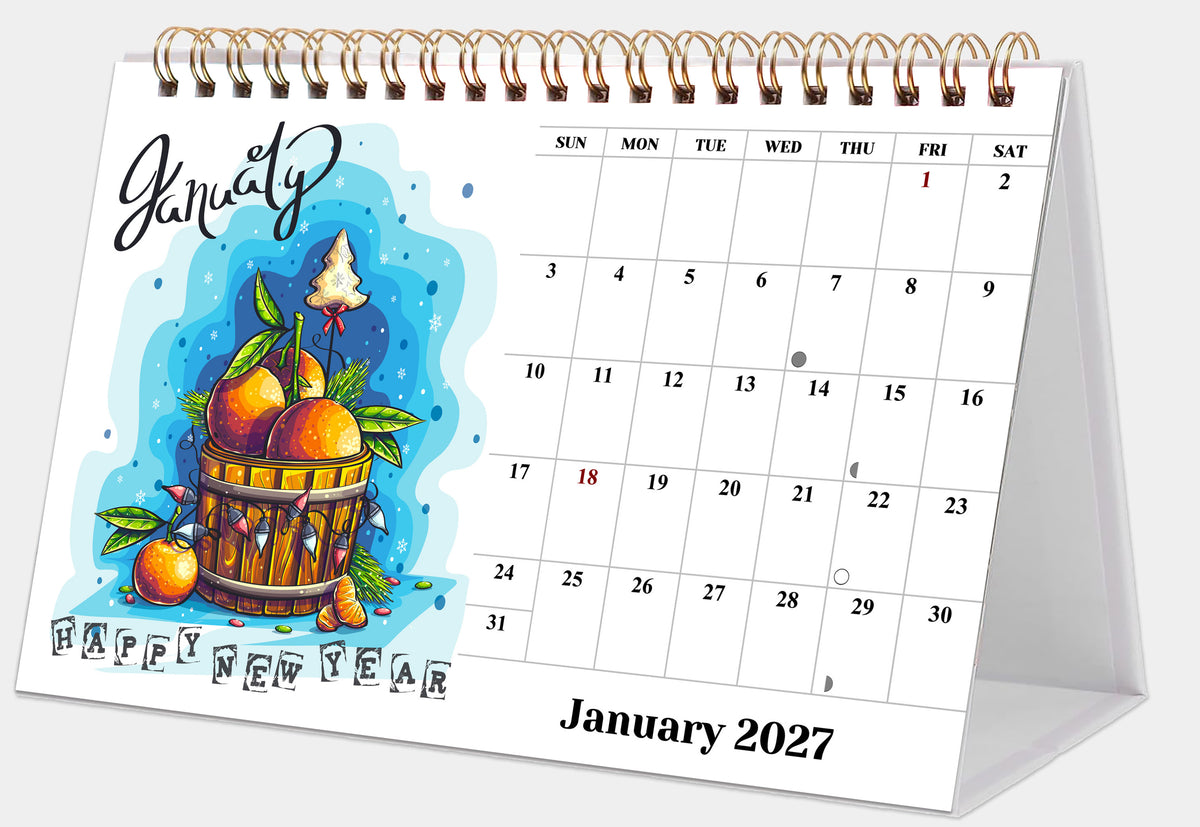 2027-12 Months Desk Calendar Desktop Planner with To-Do List (Seasons)