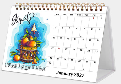 2027-12 Months Desk Calendar Desktop Planner with To-Do List (Seasons)