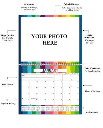 Personalized Custom 2027 Wall Calendar Spiral-bound (Add Your Photos) - 12 Months Desktop/Wall Calendar/Planner - Premium Quality 11 inches by 8.5 inches (11 x 17 Inches Open) Made in USA (Edition #15)